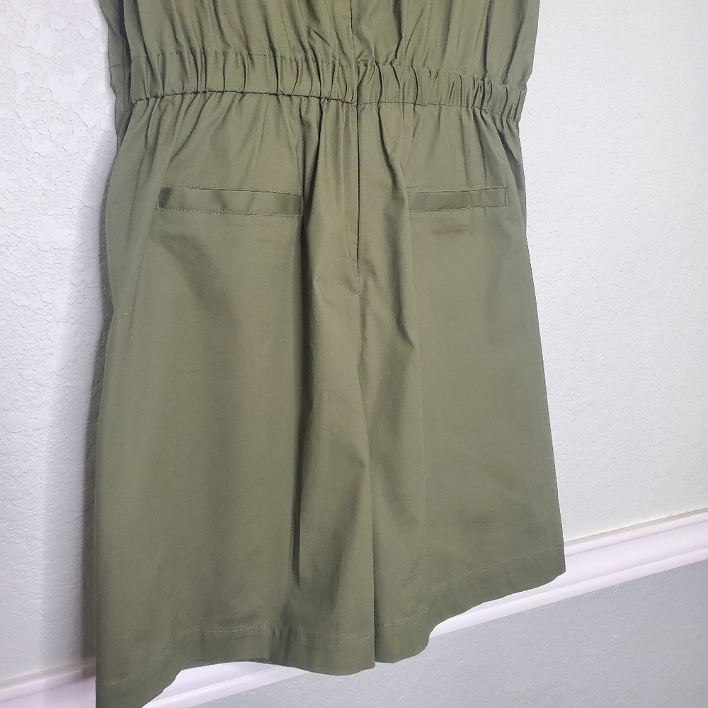 NWT MOSSIMO | Olive Green Tie Front Romper Shorts - Picture 7 of 8